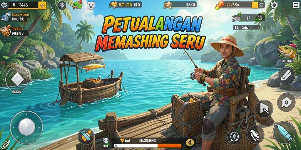 Tampilan gameplay yang menyenangkan dalam pengalaman memancing.