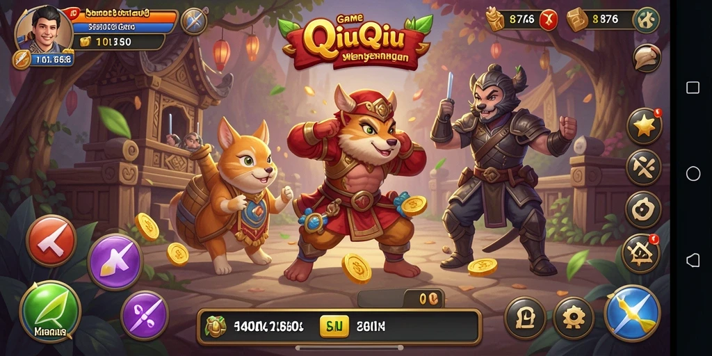 Screenshot gameplay seru dari 8768 yang menunjukkan aksi QiuQiu.