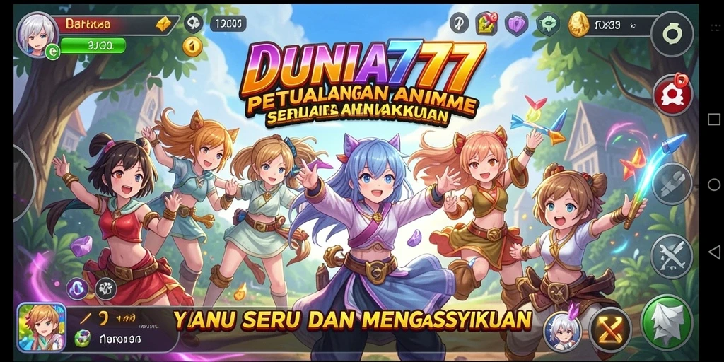 Tampilan gameplay DUNIA777 yang menarik dengan karakter anime.