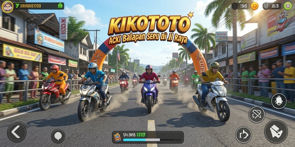 Tangkapan layar KIKOTOTO menunjukkan balapan mobil berkualitas tinggi.