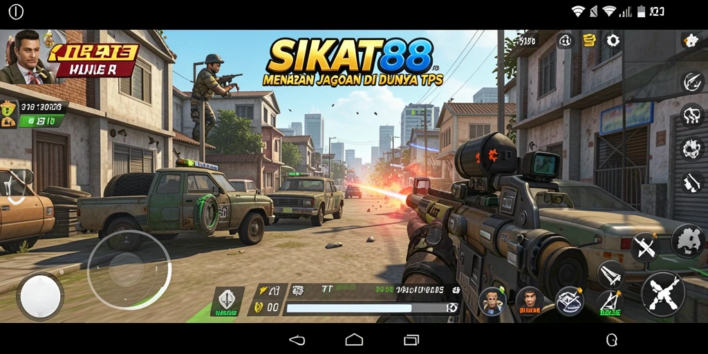 Tampilan gameplay intens dari SIKAT88 dalam mode TPS.