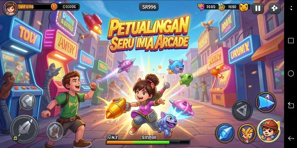 Screenshot gameplay SR996 yang penuh warna dan seru.