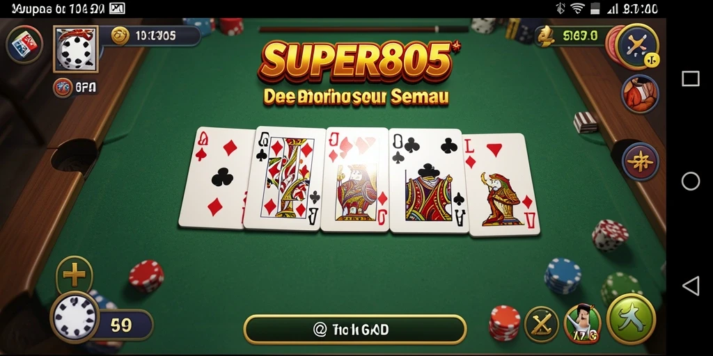 Menampilkan aksi seru dalam gameplay Domino SUPER805.